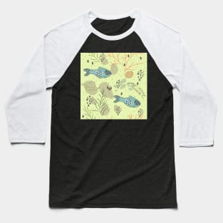 Fish and Algae Pattern Baseball T-Shirt